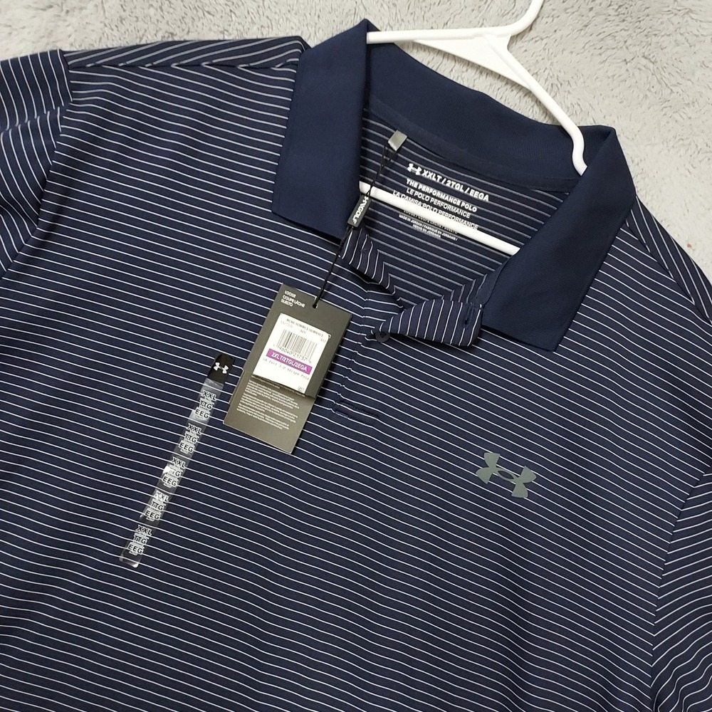 NEW Under Armour Polo Shirt Mens XXLT UA Performance 3.0 Stripe Stretch 2XLT